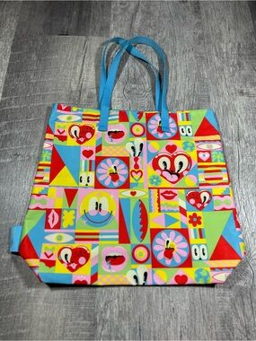 Estee Lauder Multicolor Tote with Blue Handles